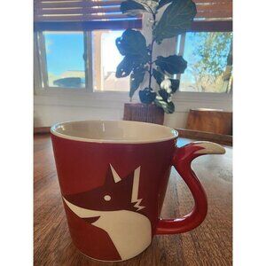 2012 Starbucks Red Fox Tail Handle Coffee Cup Tea Mug | 8oz | Porcelaine